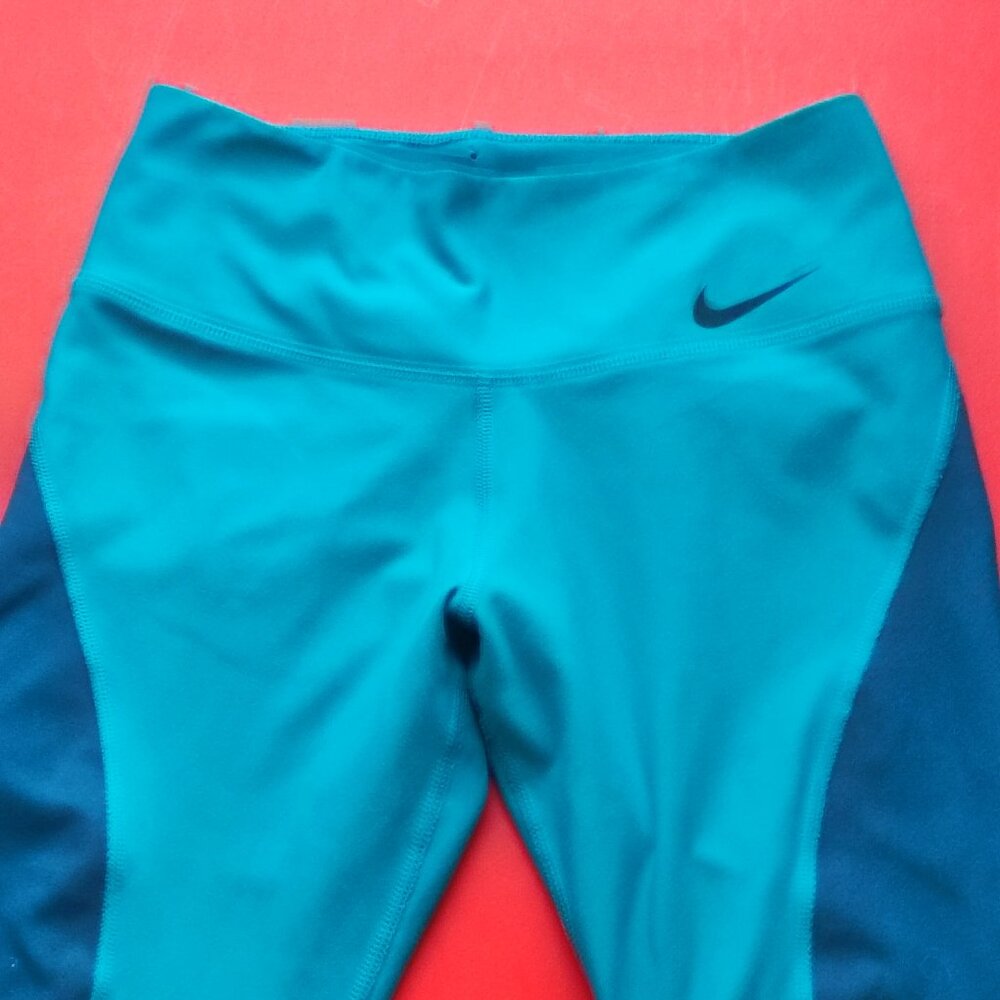 Nike Dri-Fit athletic / sport leggings turquoise  blue women's size XS - Picture 2 of 7